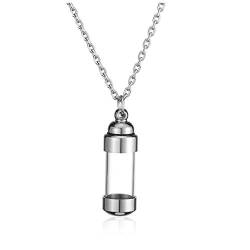 Jovivi Edelstahl Asche Schmuck Memorial Urnen Acryl Flasche Anhänger Öffnen Kette Kapsel Pendant Halskette Gedenk Geschenk von Jovivi