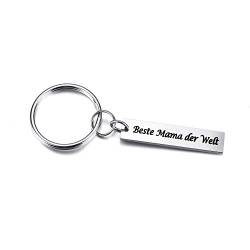 Jovivi Edelstahl Schlüsselanhänger mit Gravur Bester Mama der Welt Rechteck Schlüsselanhänger Keychain Mutter Geschenk von Jovivi