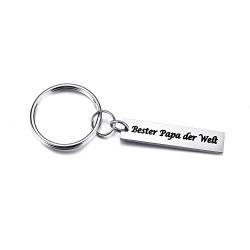 Jovivi Edelstahl Schlüsselanhänger mit Gravur Bester Papa der Welt Rechteck Schlüsselanhänger Keychain Vater Geschenk von Jovivi