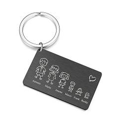 Jovivi Personalisierter Schlüsselanhänger mit Namen Gravur Schlüsselring Keychain aus Edelstahl Familie Geschenk von Jovivi