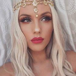Jovono Boho Blumen-Kopfkette, goldenes Perlen-Stirnband, Perlenhaarschmuck für Frauen und Mädchen von Jovono