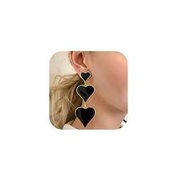 Jovono Boho-Herz-Ohrringe, schwarze Liebe, Tropfenohrringe, zierlicher Ohrschmuck für Frauen und Mädchen von Jovono