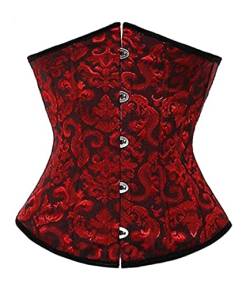 Jovono Damen Taille Korsett Schwarz Rot Gothic für Frauen Nachtclub Korsetts Satin Bustiers Geschnürt Sexy Unterbrust Taille Training Korsett Bodyshaper Top (M) von Jovono