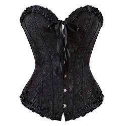 Jovono Damen Taille Korsett Schwarzer Spitzen-Taillengürtel Damen Gothic Korsetts Nachtclub Bustiers Spitze Sexy Unterbrust Taille Training Bustiers (L) von Jovono