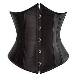 Jovono Gothic Satin Schwarz Breite Gürtel Korsetts Damen Taille Gürtel für Frauen Spitze Bustiers Sexy Unterbrust Taille Ausbildung Bustiers (L) von Jovono