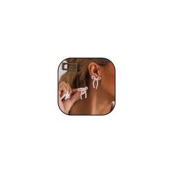 Jovono Perlenschleife Ohrringe Perle Tropfen Ohrringe Schleife Knoten baumeln Ohrringe Schleife Ohrstecker für Frauen und Mädchen, / von Jovono