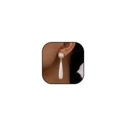 Jovono Retro-Perlenohrringe, goldene, übertriebene Perlen, baumelnde Ohrringe, weiße Perlenohrringe für Frauen und Mädchen von Jovono