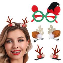 Jovono weihnachtshaarreifen erwachsene 5Pcs Weihnachten Rentier Haarspangen Party Brille Rahmen Lustige Neuheit Brillen Niedliche Haarspangen Festival Dekorationen Haar Zubehör Geschenke(C) von Jovono