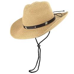 JowTreex Kinder Strohhut Sonnenhut Western Cowboy Hut Sommer Outdoor Strand Hut Angelhut für Kleinkind Mädchen Jungen, khaki, Einheitsgröße von JowTreex