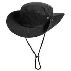 JowTreex Sonnenhüte für Herren mit UV-Schutz-breite Krempe Eimer Angeln Safari Boonie Hut für Sommer, Schwarz , One size von JowTreex