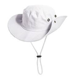 JowTreex Sonnenhüte für Herren mit UV-Schutz-breite Krempe Eimer Angeln Safari Boonie Hut für Sommer, weiß, One size von JowTreex