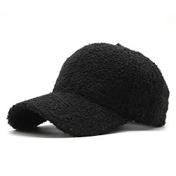Kunst-Lammwolle Baseball Caps - Outdoor Warm-Winter Teddy-Fleece Stil Hip-Hop Cap für Unisex, Schwarz , Einheitsgröße von JowTreex