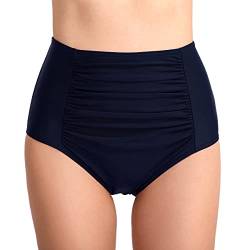 Joweechy Bikinihosen Damen schwarz Retro-Stil Bademode Bikinihose mit Hohem Bund Badeshorts Bikinislip Beachwear Strandbikini Unterhosen Sporthose(N3,L) von Joweechy