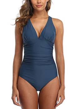 Joweechy Damen Einteiler Badeanzug Sexy V-Ausschnitt Schlankheits Badeanzug Figurformend Bauchweg Schlankheits Badeanzug Strandmode XL/ZQ3 von Joweechy