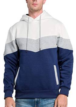 Joweechy Herren Kapuzenpullover Hoodie mit Kapuze Langarm Fleece Sweatshirt Tops mit Taschen Farbblock 90#WH-2XL von Joweechy