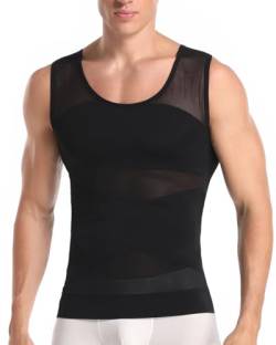 Joweechy Männer Tank Top Fitness Net Bauch-Körper-Former abnehmend Hemd Elastic Sculpting Weste-Träger Body Shaper, Schwarz, M (TaillenumfJahrg 28-30 / Gewicht 100-130 lb) von Joweechy