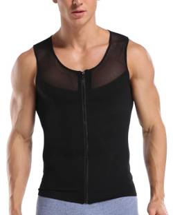 Unterhemd Herren Shapewear Gynäkomastie Kompression Tops Ärmelloses Kurzarm Oberteil T-Shirt mit Enger Passform Sportunterhemden Funktionsunterwäsche Tank Top-B2 von Joweechy