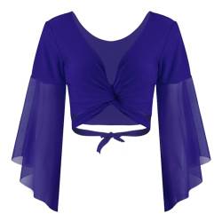 Jowowha Damen Bolero Jäckchen Bauchtanz Kostüm Schulterjacke Langarm Shrug Cardigan Tops Latein Tanz Ballettjacke Kurz Oberteile Aa Royal Blau Einheitsgröße von Jowowha