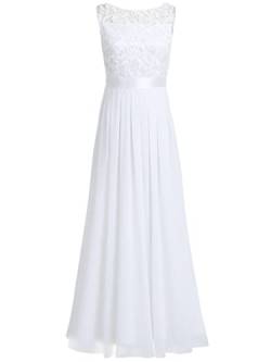 Jowowha Damen Kleider Festlich Kleid Hochzeit Brautjungfernkleid Langes Chiffon Kleid Elegant Abendkleid Partykleid Weiß 42 von Jowowha