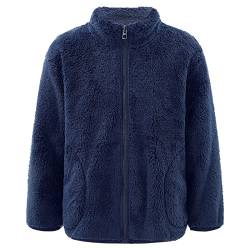 Jowowha Kinder Jungen Mädchen Fleece Jacke Mantel mit Stehkragen Reißverschluss Kuscheljacke Übergangsjacke Warm Herbst Winter Outwear A Marine Blau 146-152 von Jowowha