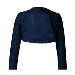 Jowowha Kinder Mädchen Strickjacke Basic Bolero Langarm Schulterjacke Festlich Jäckchen Tops Zum Kommunionkleid Taufkleid Gr.98-176 Aa Marine Blau 110-116 von Jowowha