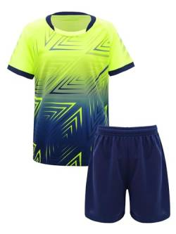 Jowowha Kinder Sport Kleidung Set Jungen Mädchen Sports Trikots Kurzarm T-Shirt und Shorts Sport Trainingsanzug Fussball Basketball Kleidung A Fluorescent Grün A 122-128 von Jowowha