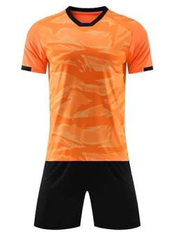 Jowowha Kinder Sport Kleidung Set Jungen Mädchen Sports Trikots Kurzarm T-Shirt und Shorts Sport Trainingsanzug Fussball Basketball Kleidung Oa Orange 134-140 von Jowowha