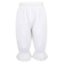 Jowowha Mädchen Bloomers Shorts Vintage Rüschen Pumphose Viktorianische Prinzessin Kostüm Renaissance Kurze Hosen Shorts A Weiß 110-116 von Jowowha