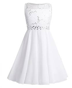 Jowowha Mädchen Festlich Kleid Spitze Chiffon Hochzeit Kleid Prinzessin Kleid Für Blumenmädchen Taufe Kommunion Party Abendkleid Gr.92-164 C Elfenbein 140 von Jowowha