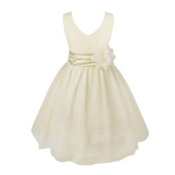 Jowowha Mädchen Kleid Prinzessin Kleid Hochzeit Blumenmädchenkleid Taufkleid Festlich Tutu Kleid Sommer Partykleid Abendkleid Gr.92-176 Aa Creme 110-116 von Jowowha