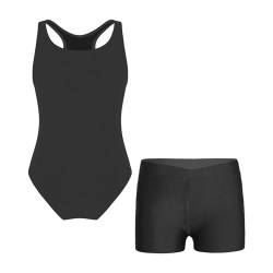 Jowowha Mädchen Meerjungfrau Bikini Badeanzug Einteiler Sport Bademode Sommer Schwimmanzug Badebekleidung Strandbikini Gr.98-176 C Schwarz 158-164 von Jowowha