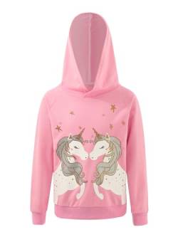 Jowowha Mädchen Pullover Sweatshirt Glitzernde Einhörner/Pferd Druck Pulli Rundhals Langarmshirt Casual Jumper Tops Oberteile Gr.98-176 Ab Rosa 140-152 von Jowowha