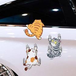 Kratz-Katzen-Vinyl-Autoaufkleber, drei Katzen, Kratzabdeckung, Vinyl-Aufkleber für Auto, Kratzkatze, Vinyl-Autoaufkleber, lustiger Stoßstangen-Aufkleber für Auto, LKW, Motorrad, Wand, Fenster von Jowxsx