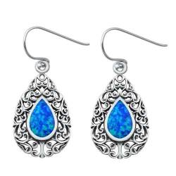 Blaue Opal-Ohrringe aus Sterlingsilber. (KEOEL451062-BO) von Joyara