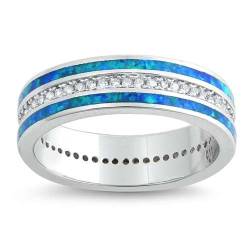 Joyara Ring aus Sterlingsilber mit blauem Opal und klarem Zirkonia LTDONRO150691-BO70 von Joyara