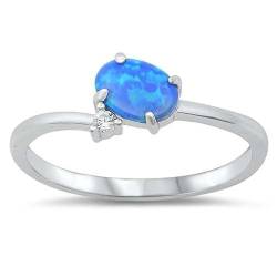 Joyara Ring aus Sterlingsilber mit blauem Opal und klarem Zirkonia LTDONRO150729-BO50 von Joyara