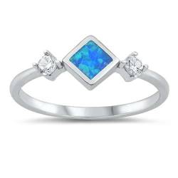 Joyara Ring aus Sterlingsilber mit blauem Opal und klarem Zirkonia LTDONRO150749-BO40 von Joyara