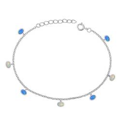 Joyara Sterling Silber Blau & Weiß Opal Glieder Armband LTDSBBC510568-BW von Joyara