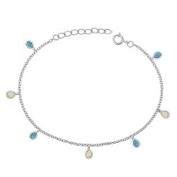 Joyara Sterling Silber Blau & Weiß Opal Glieder Armband LTDSBBC510573-BW von Joyara