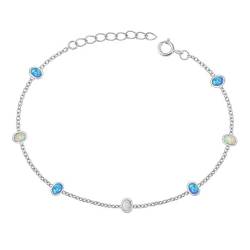 Joyara Sterling Silber Blau & Weiß Opal Glieder Armband von Joyara