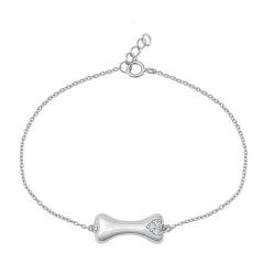 Joyara Sterling Silber Hundeknochen & Herz Glieder Armband von Joyara