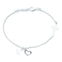 Joyara Sterling Silber Kreuz, Herz, Anker Glieder Armband von Joyara