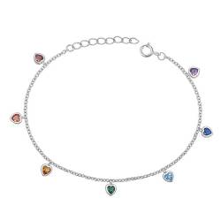 Joyara Sterling Silber Multi Colored Zirkonia Herz Glieder Armband von Joyara