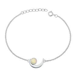 Joyara Sterling Silber Weiß Opal Halbmond Glieder Armband von Joyara