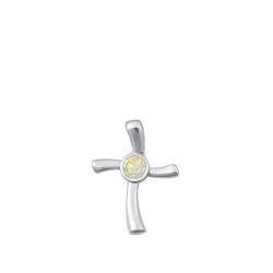Joyara Sterling Silber Weiß Opal Kreuz Anhänger Halskette (Verfügbare Kettenlänge 40cm - 45cm - 50cm - 55cm) 50cm (LTD-ONPL351044-WO-20) von Joyara