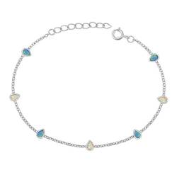 Joyara Sterling Silber Zirkonia, Blau & Weiß Opal Glieder Armband von Joyara