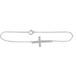 Joyara Sterling Silber Zirkonia Sideway Kreuz Glieder Armband von Joyara