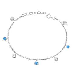 Joyara Sterling Silber Zirkonia & Blau Opal Glieder Armband LTDSBBC510563-CB von Joyara