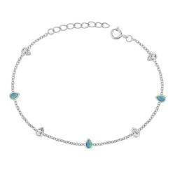 Joyara Sterling Silber Zirkonia & Blau Opal Glieder Armband LTDSBBC510565-CB von Joyara