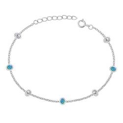 Joyara Sterling Silber Zirkonia & Blau Opal Glieder Armband LTDSBBC510567-CB von Joyara